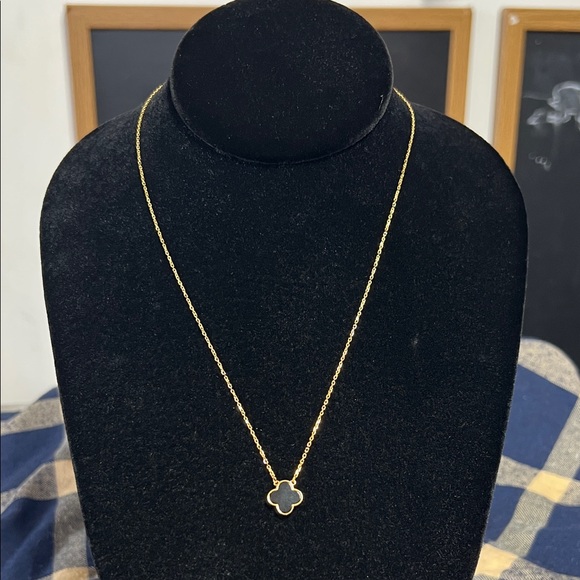 Rachel Zoe Jewelry - Rachel Zoe Gold and Black Clover Pendant Necklace